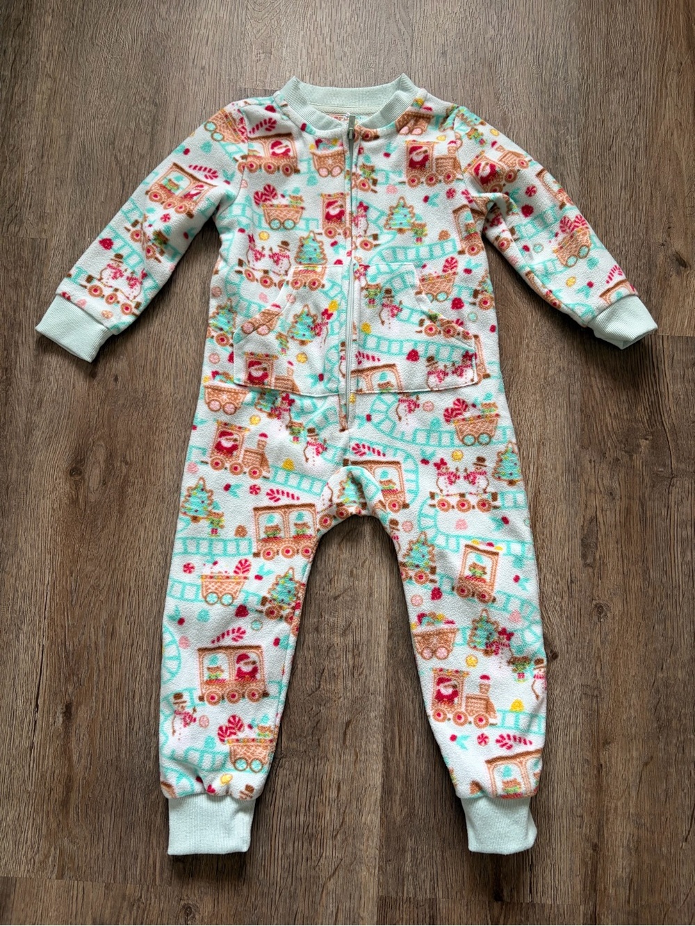 Posh Peanut Poshmas Christmas Fleece Jumpsuit in “Gingerbread Train”